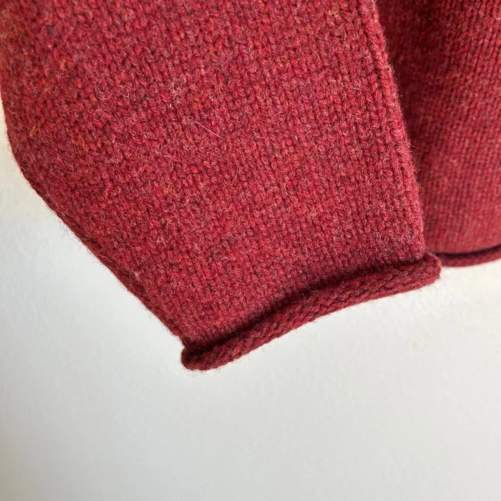 NWT J Crew Oarsman Sweater L Maroon 100% Lambswool Thick High Neck 61264